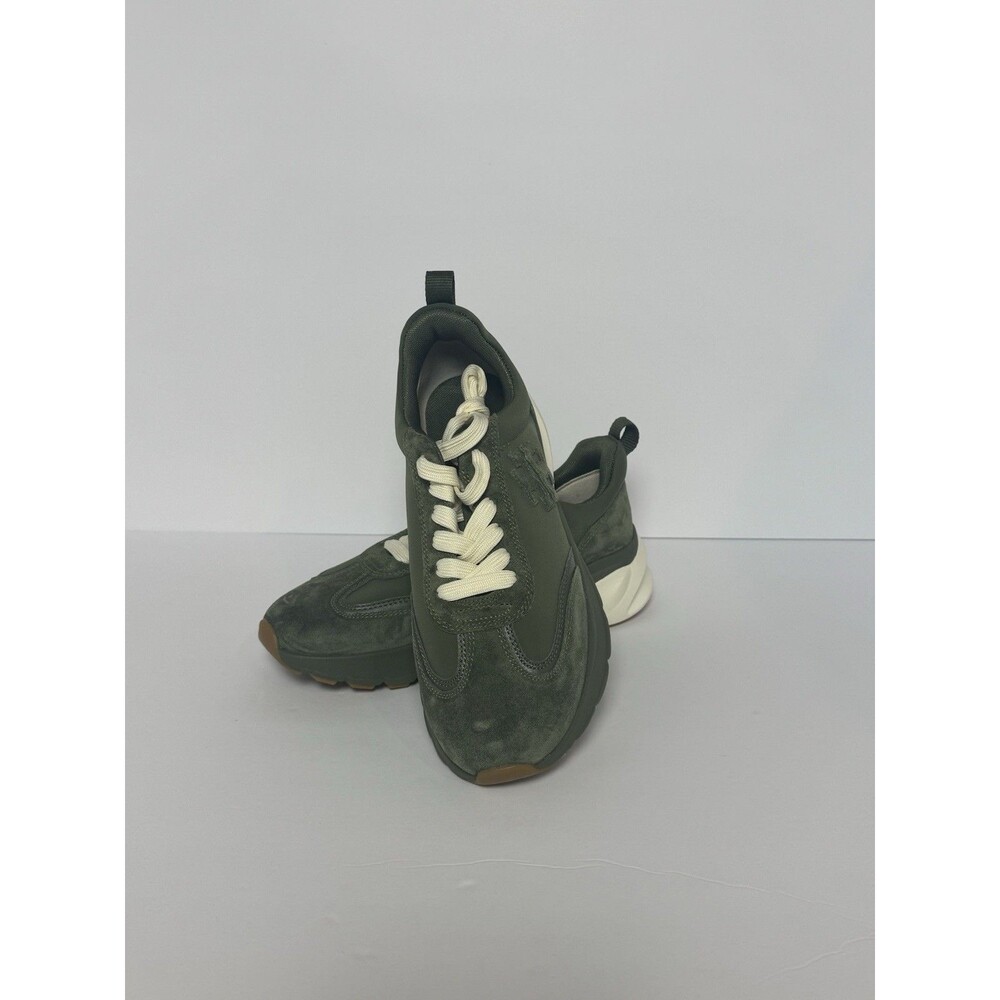 Tory Burch Good Luck Trainer Palm Leaf Green Suede Sneakers Womens Size